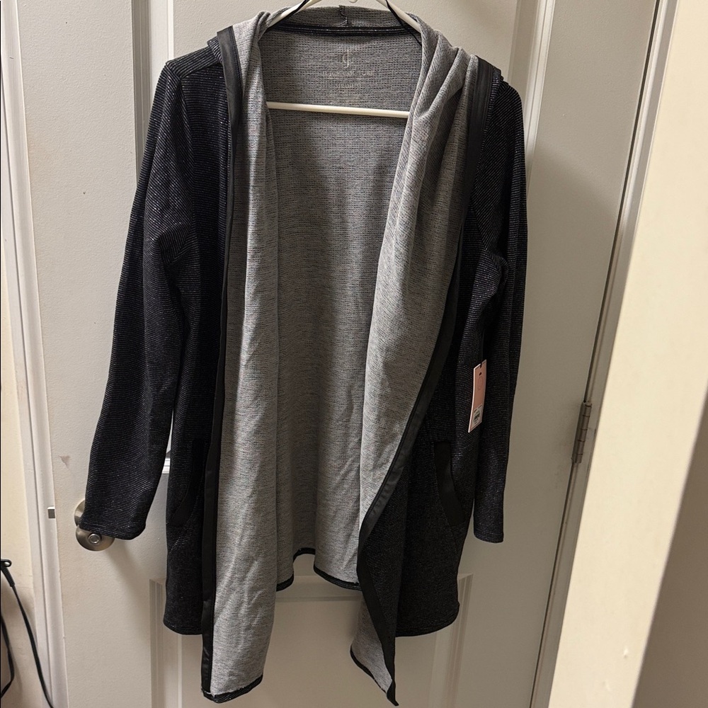 Juicy Couture Black and Gray with Silver Open Cardigan